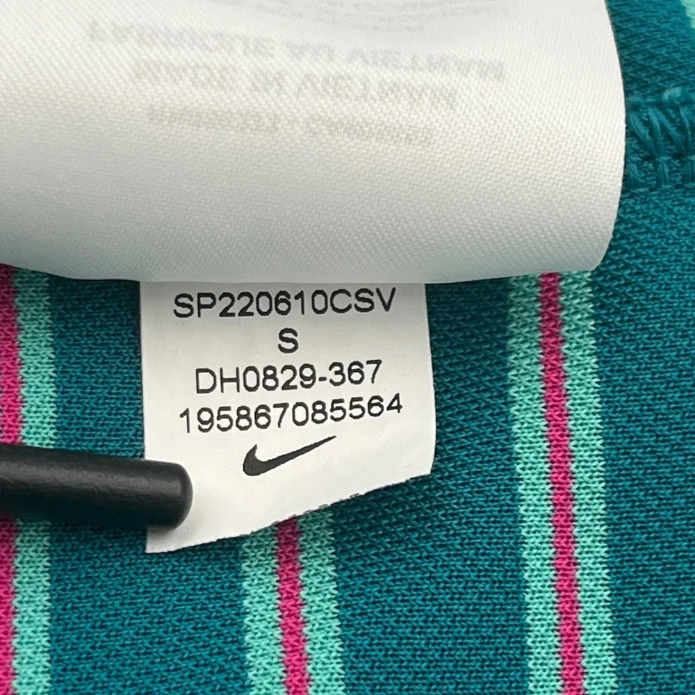 Nike Dri-FIT Mens Striped Golf Polo Shirt Teal‎ Pink DH0829-367 Size S